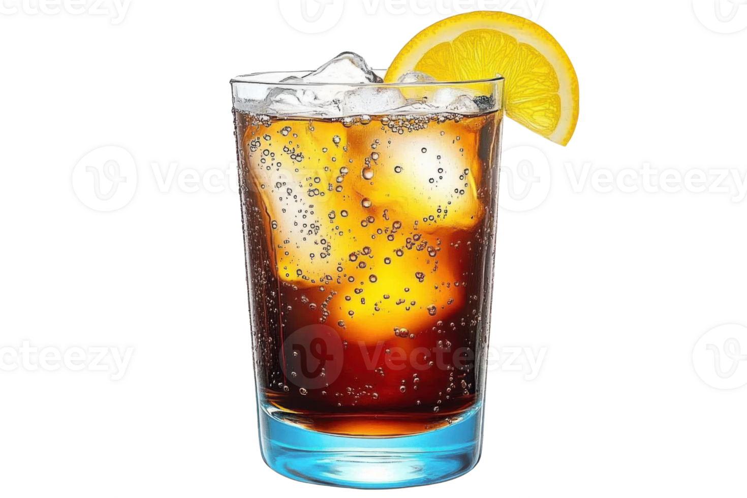 Iced Tea With Lemon And Ice Cubes On Transparent Background png