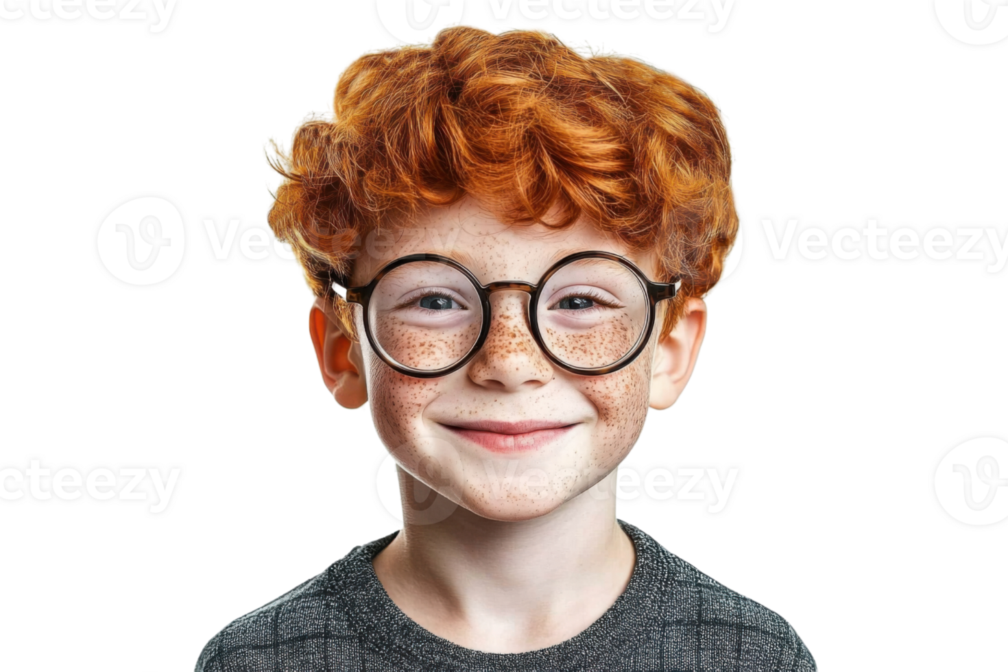 Redhead Boy With Freckles And Glasses On Transparent Background png