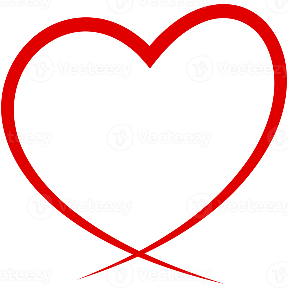 Hand drawn heart icon valentine day. Doodle red heart outline frame background. png