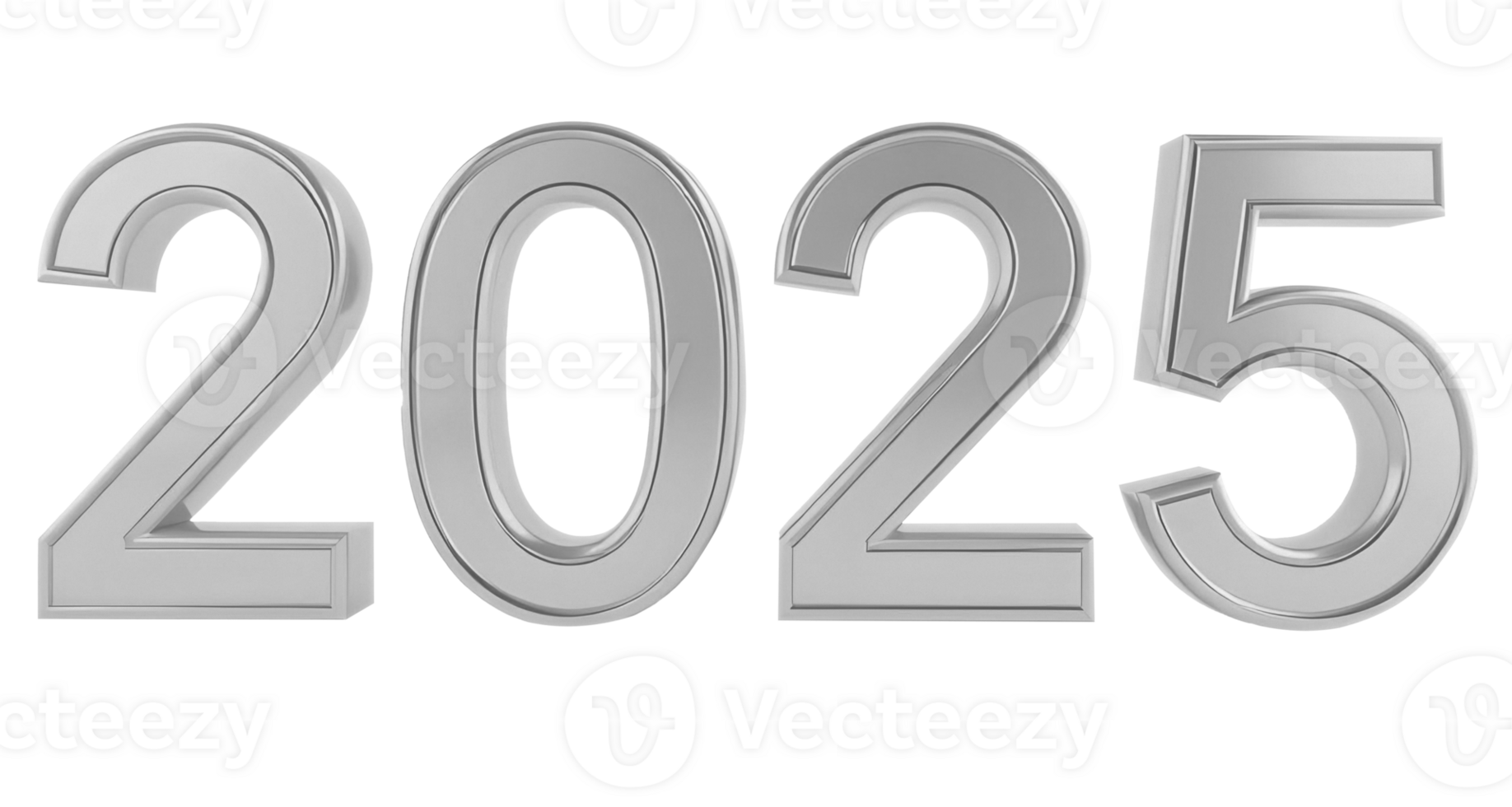 3D metallic numbers 2025 png