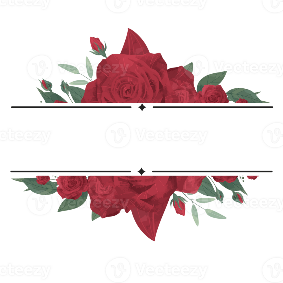 Red color rose flower frame png