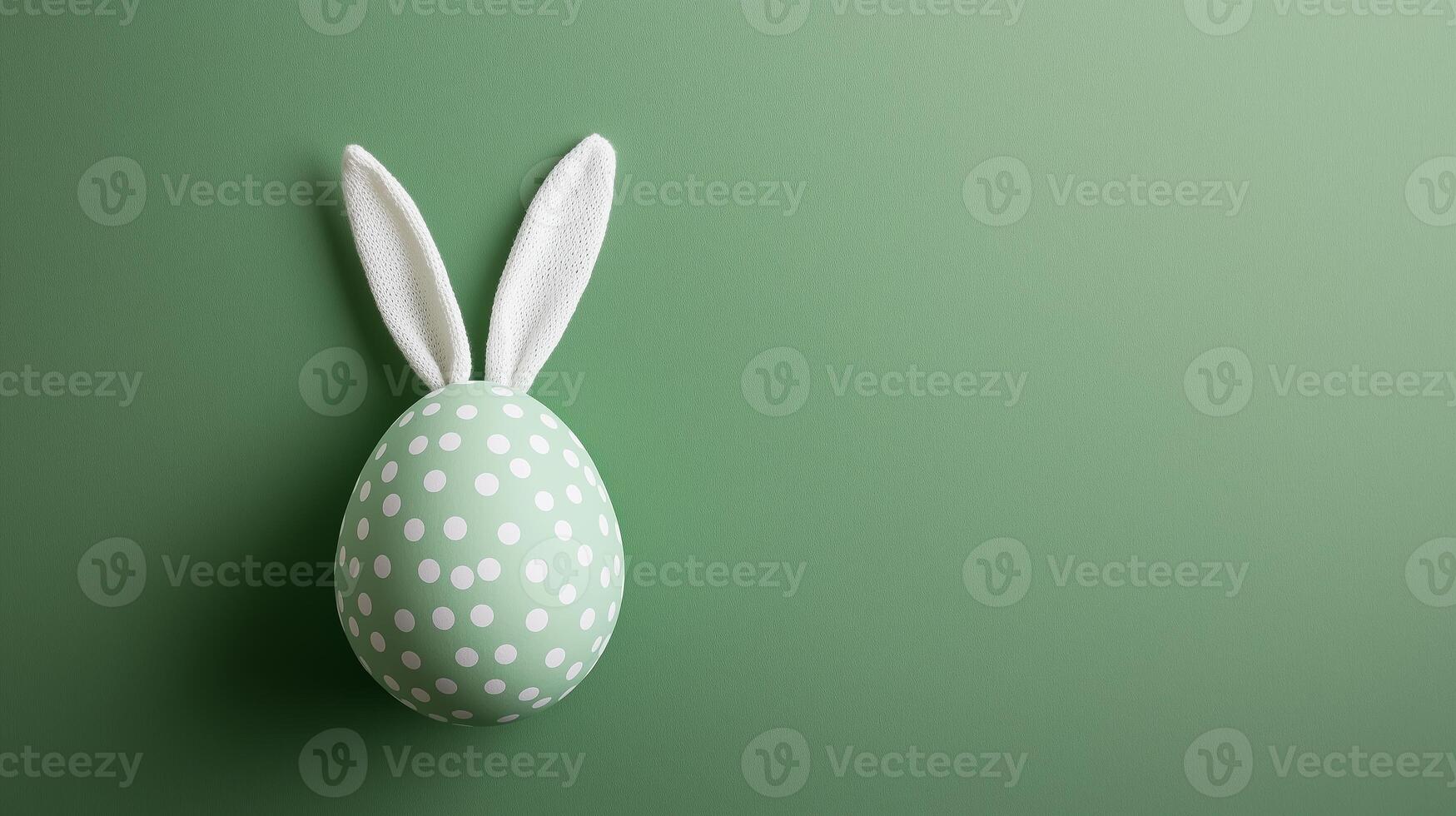 easter egg with polka dot on green background photo