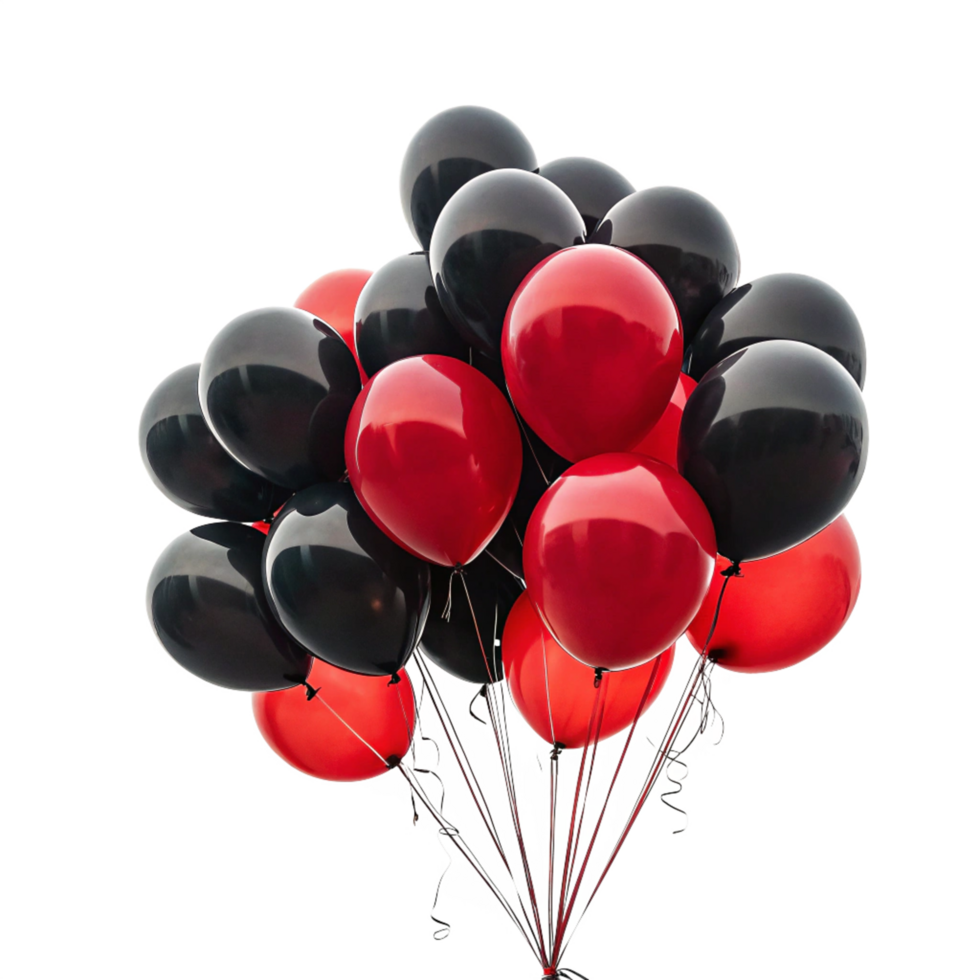 golden and black balloons is isolated on transparent background png