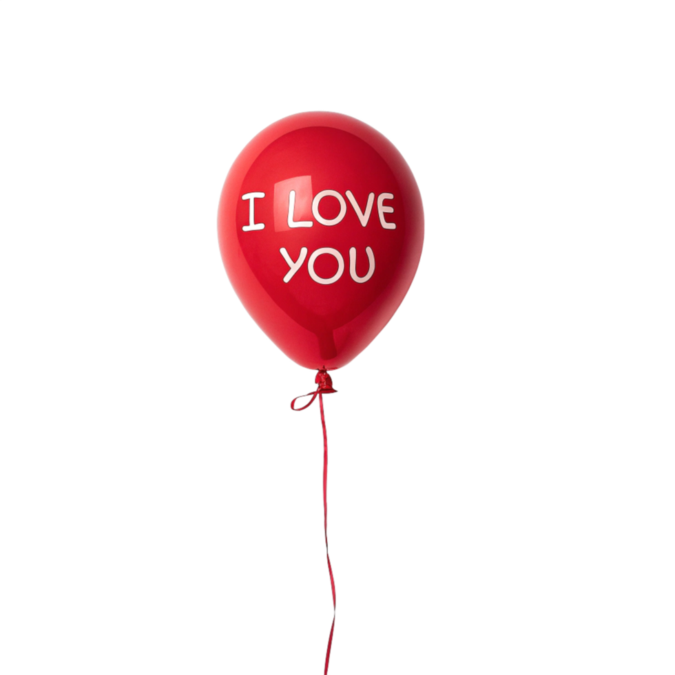 one red balloons and written i love you is isolated on transparent background png