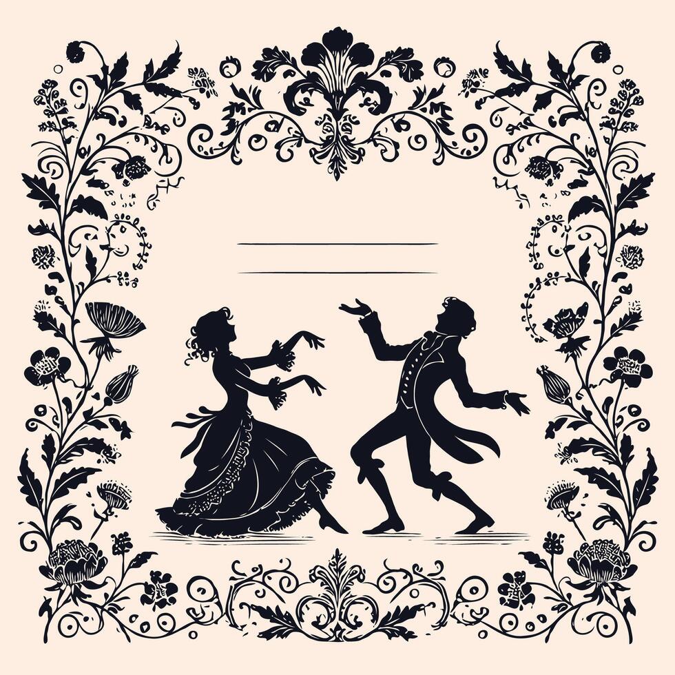 Illustrate a humorous and playful scene of a couple in love, capturing the lighthearted and fun side of romance. A Timeless Romance vector