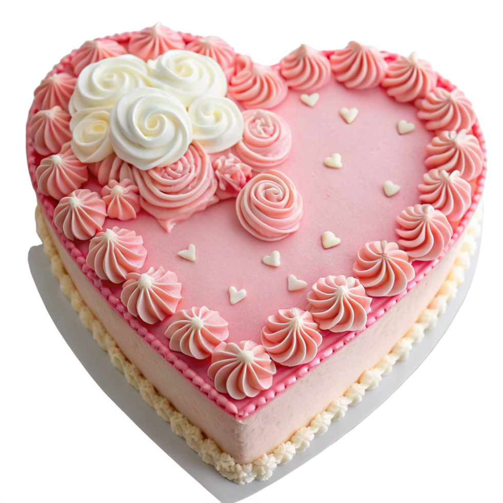 pink heart shape cake isolated on transparent background png