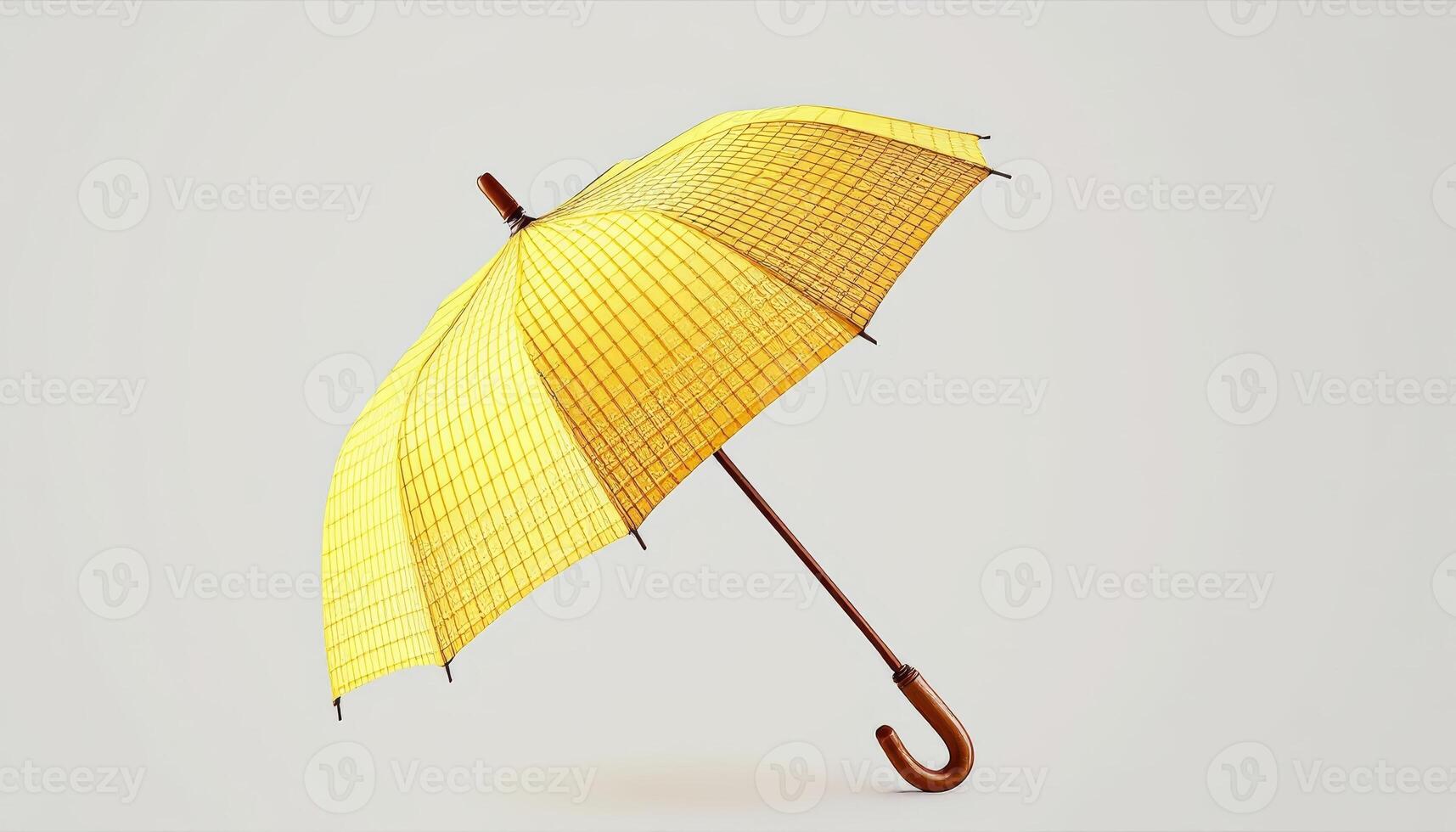 Golden Yellow Umbrella with Grid Pattern on White Background photo