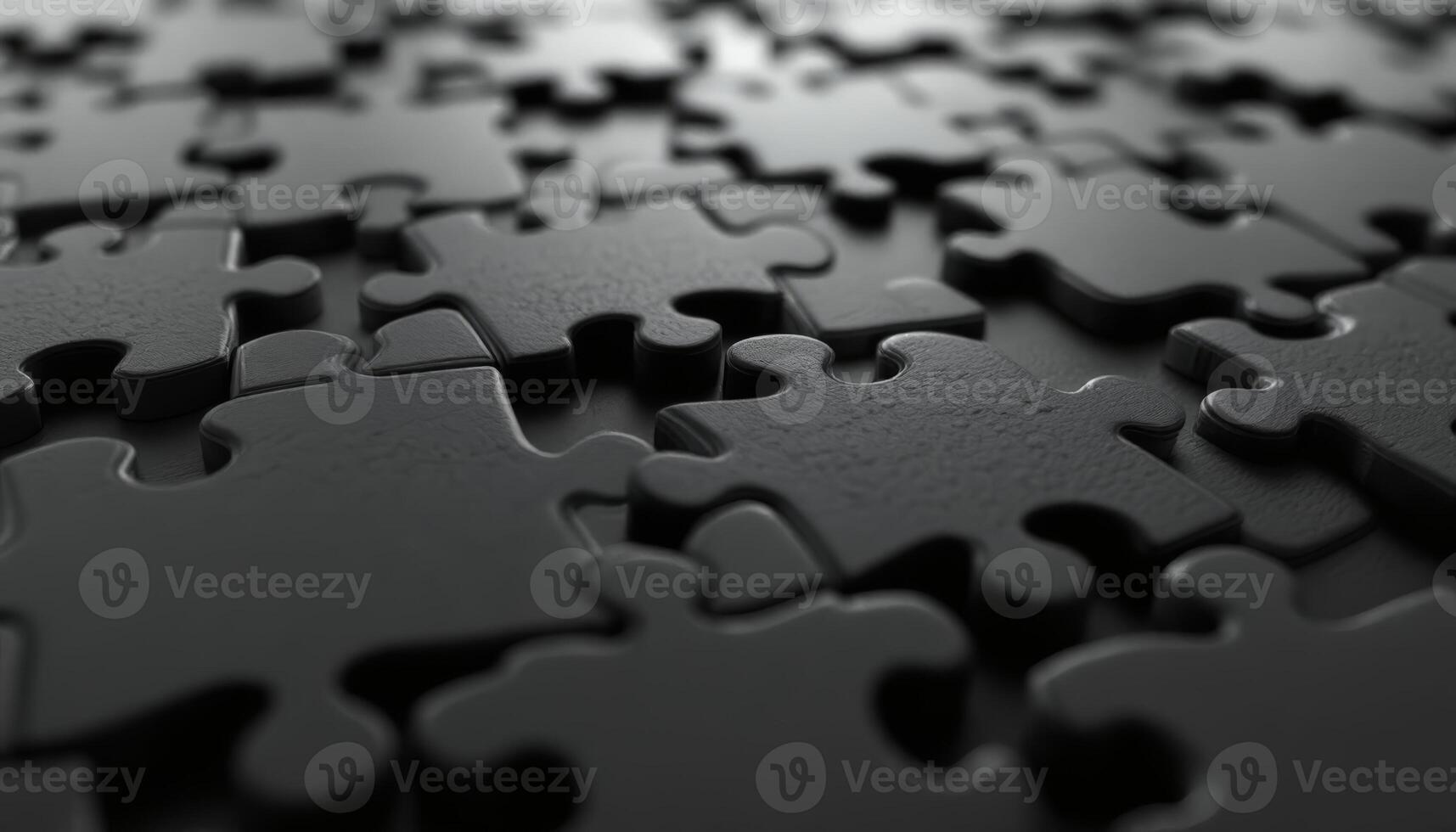 Intricate Black Puzzle Pieces Interlocked Creating a Textured Surface with Depth photo