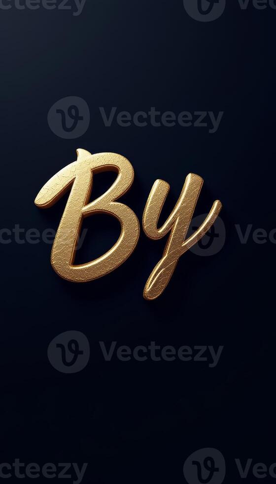 Golden Script ,BY, Displayed on a Luxurious Dark Background for an Elegant Presentation photo