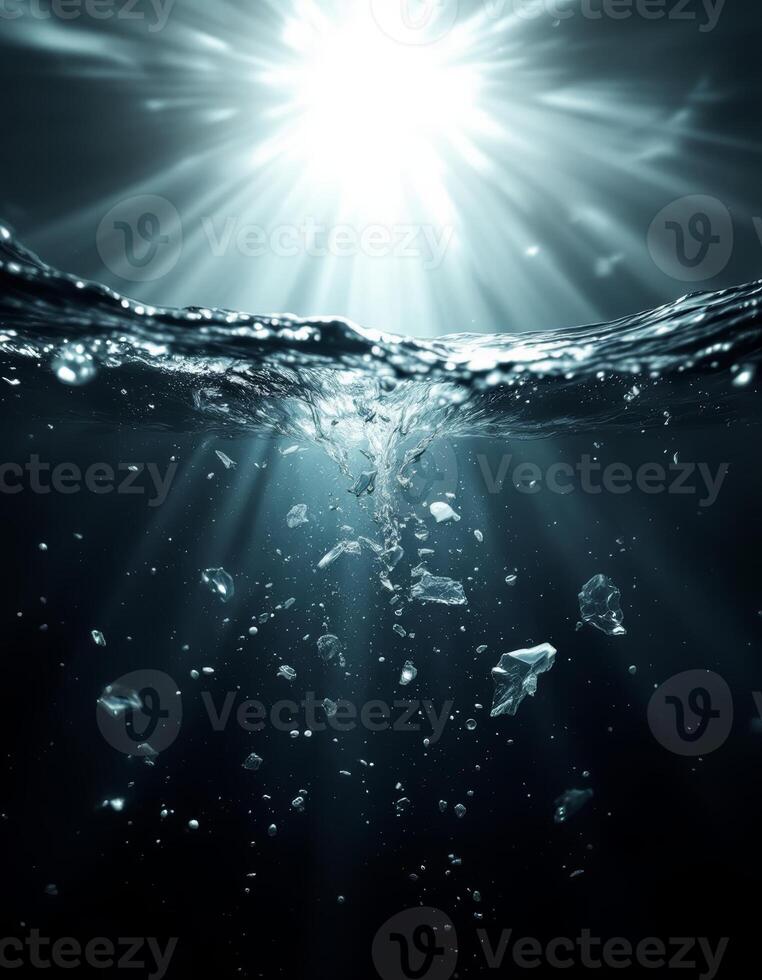 Sunlight Piercing Through the Water,s Surface Illuminating the Depths Below photo