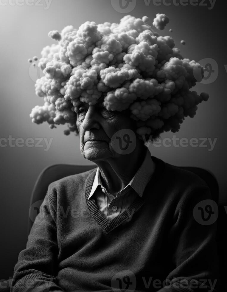 Clouded Thoughts A Portrait of Inner Turmoil and the Weight of Years photo