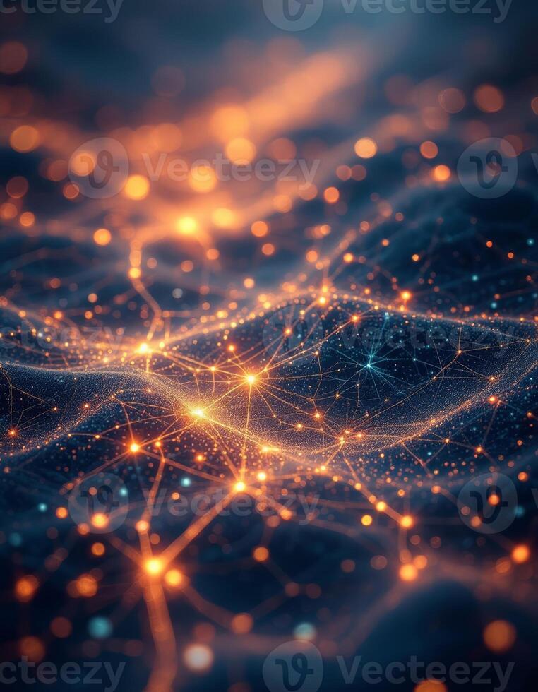 Interconnected Networks, An Abstract Visualization of Data Flow and Connections photo