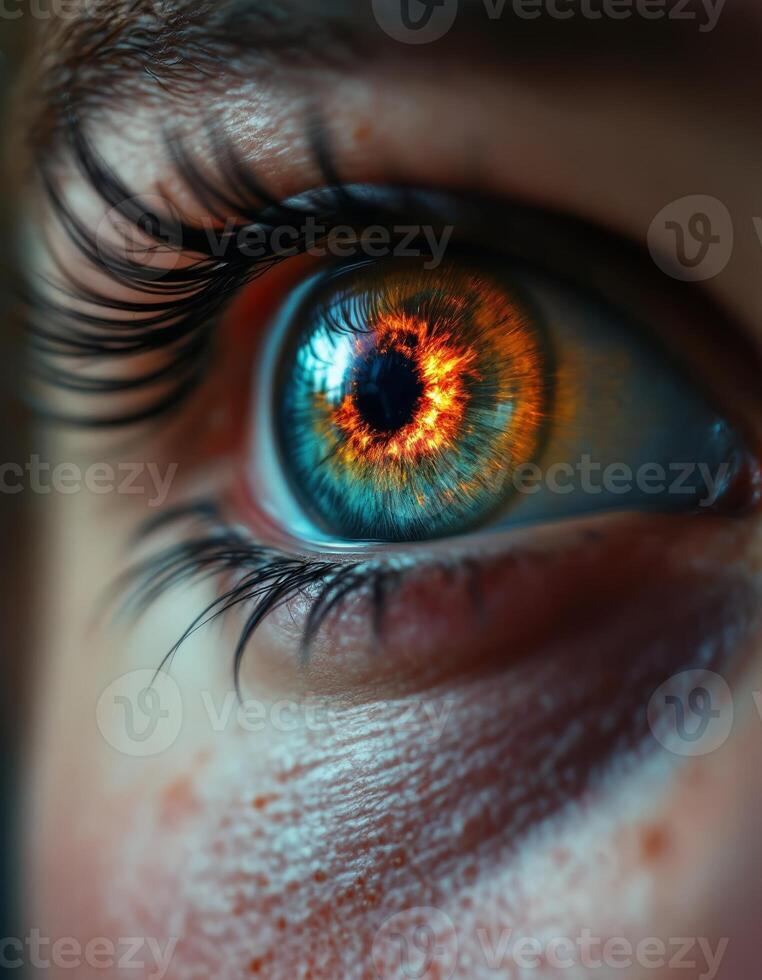 Gazing into the Eye of the Storm a fiery core of passion and deep blue tranquility swirl together photo