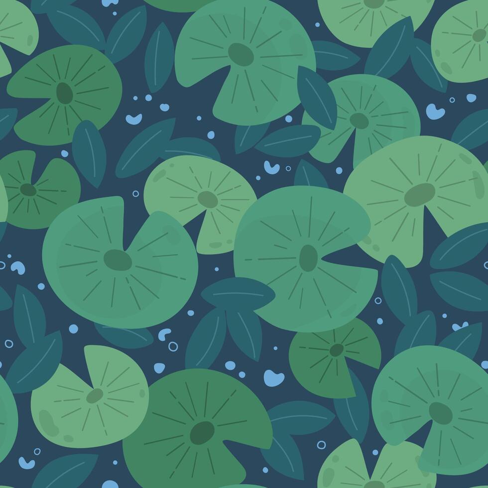 Pattern with water lily leaves vector