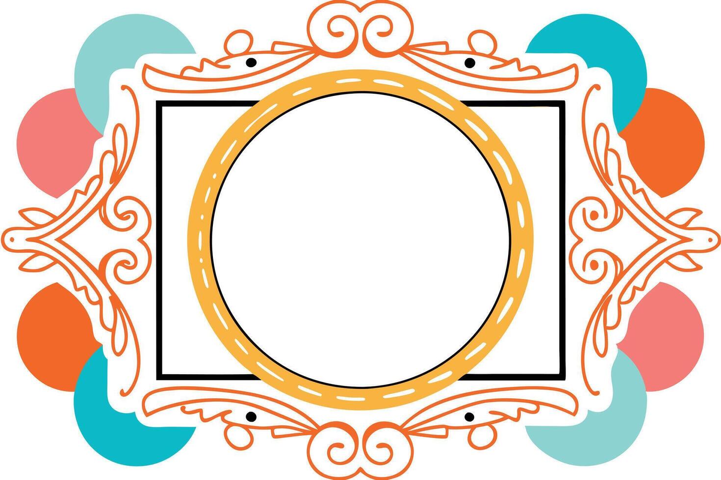 Ornate Circular Frame Decorative Colorful Design Element vector