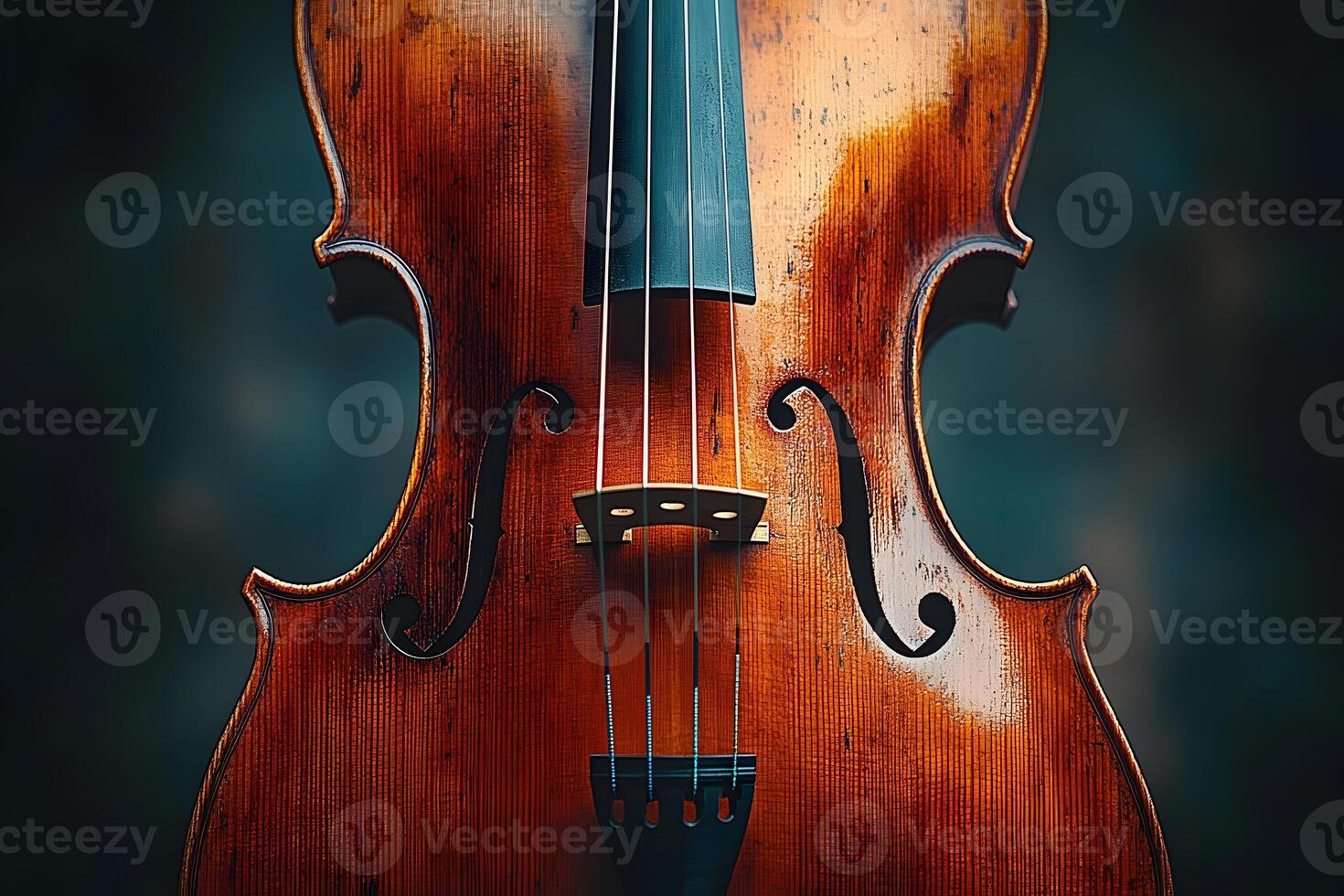 Elegant Close-Up of a Classical Violin's Intricate Details photo