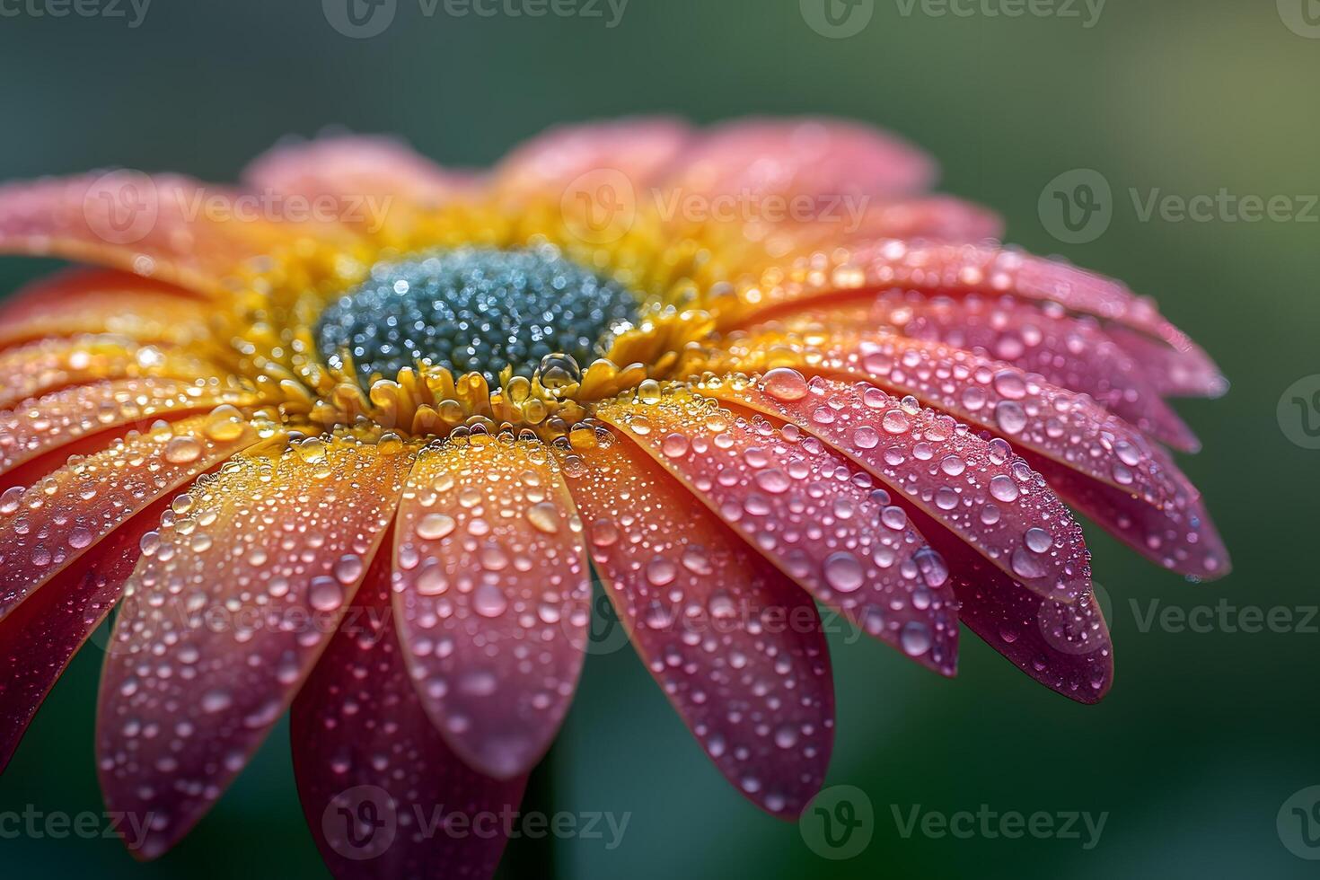 Vibrant Gerbera Daisy with Dewdrops in Macro Photography for Nature and Floral Art photo