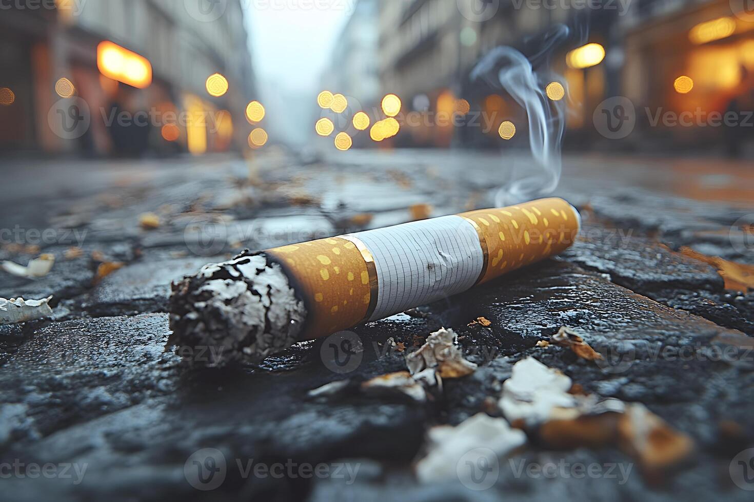 Urban Litter Smoking's Environmental Impact on City Streets photo