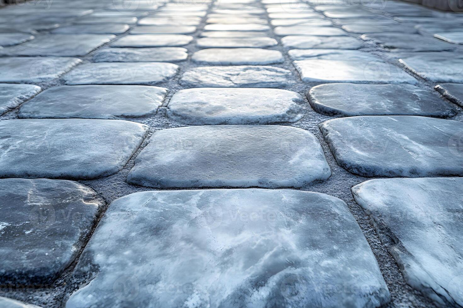 Abstract Perspective of Weathered Cobblestone Pathway for Artistic Background photo