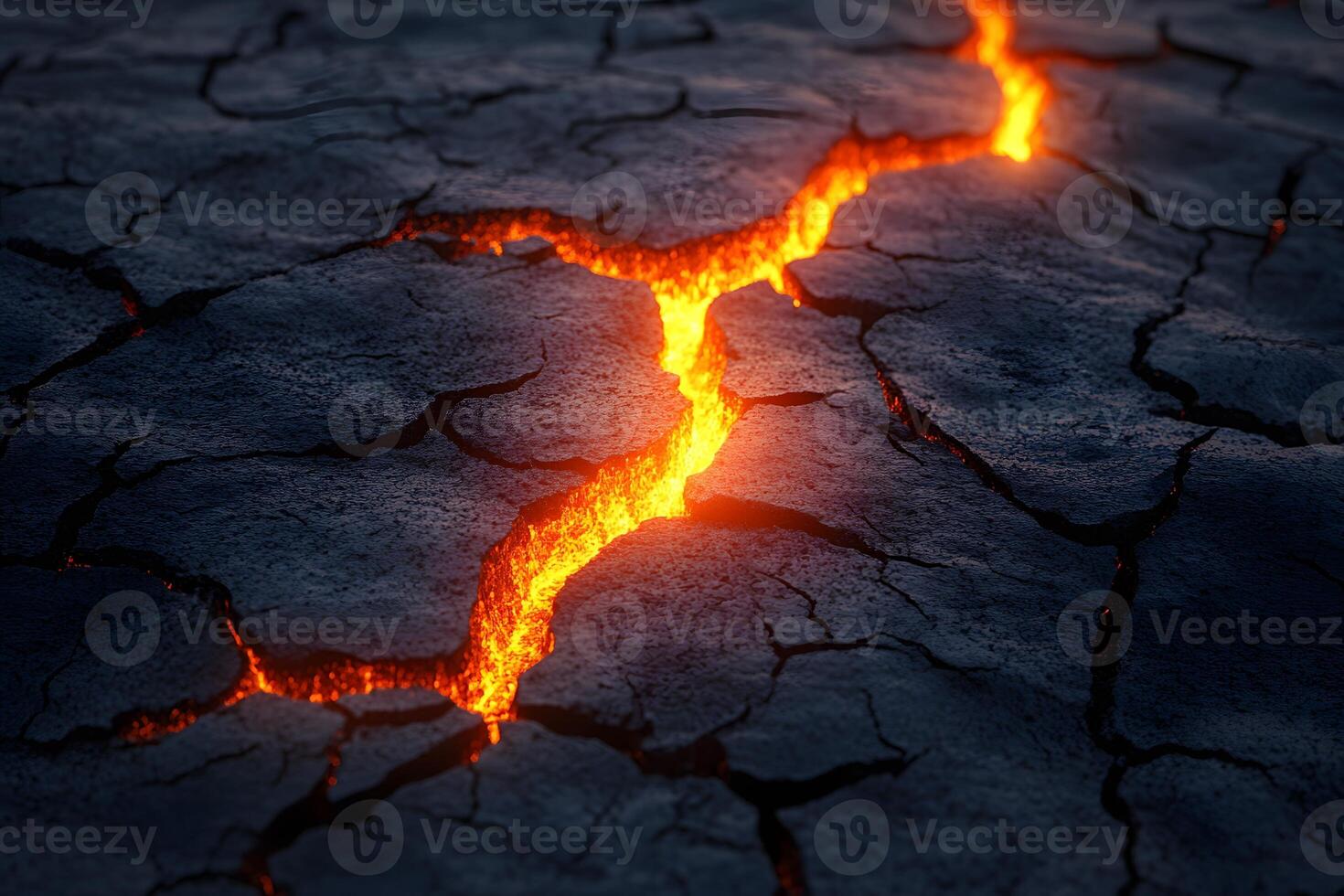 Dramatic Lava Flow Through Cracked Earth - Nature's Fiery Power photo