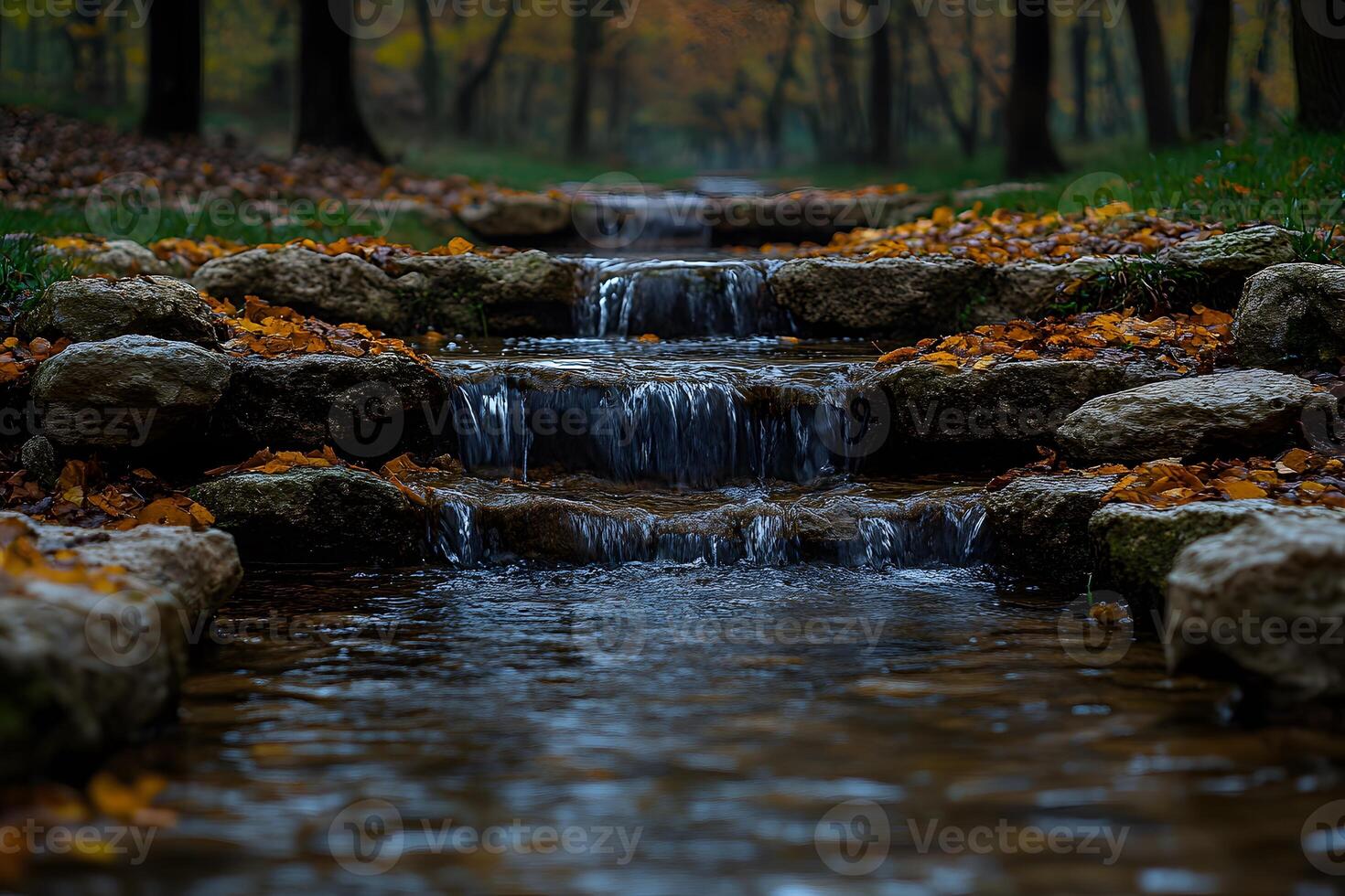 Tranquil Autumn Stream in Forest Setting for Nature Photography and Posters photo