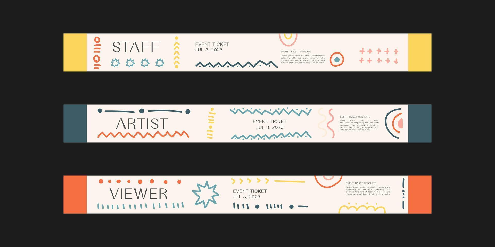 Event wristband. Customizable event wristband template. Design for festival, concert, party, and corporate events. vector