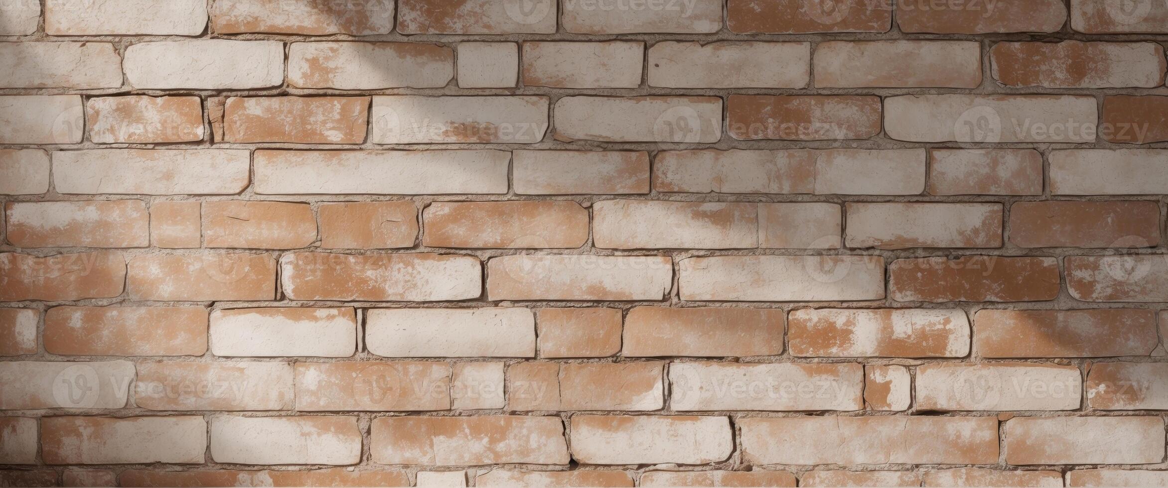 Weathered brown brick wall texture for backgrounds and design with ample space for text or graphic overlays photo