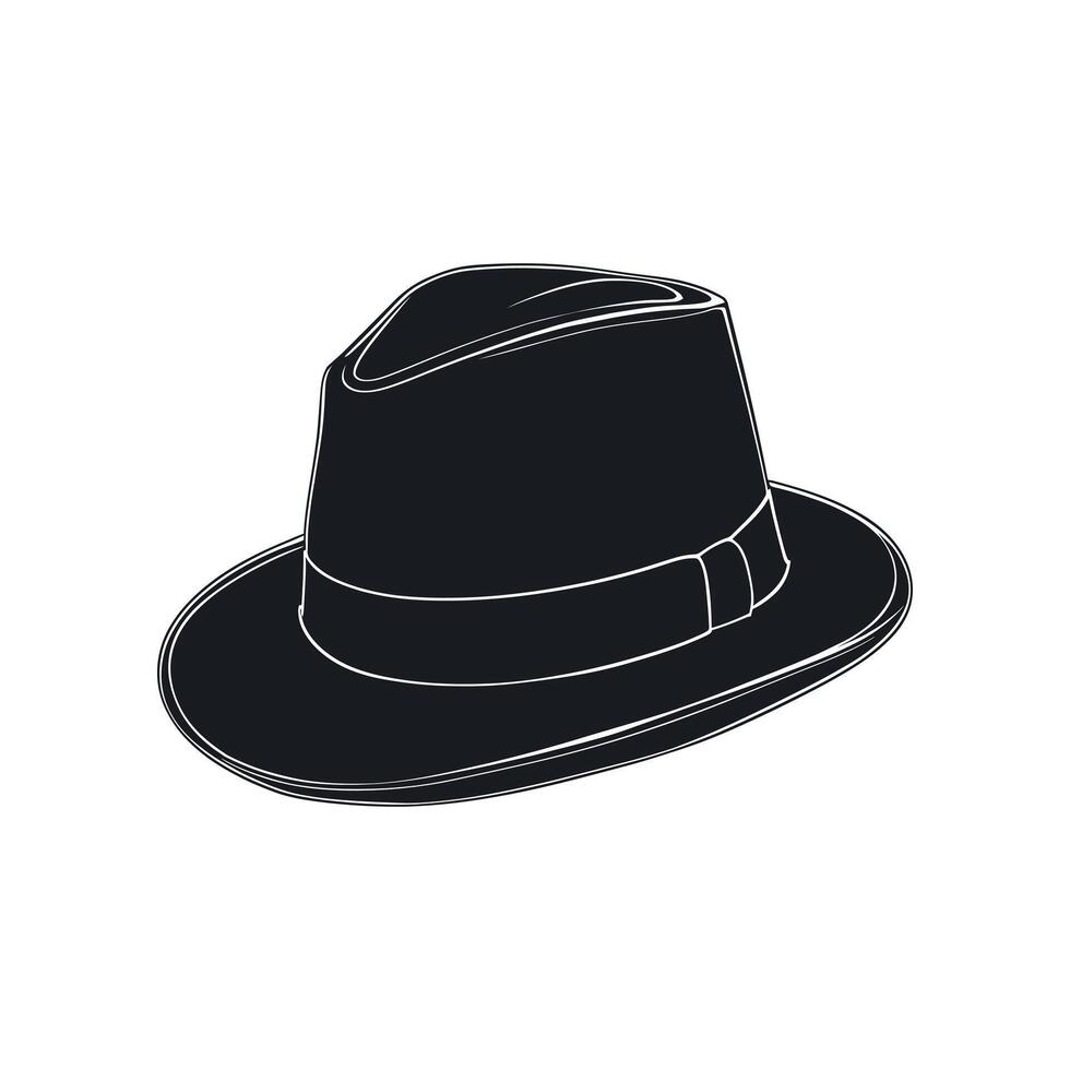 Black Cowboy Hat Cartoon Illustration Isolated on White Background, Western Cowboy Hat Design illustration vector
