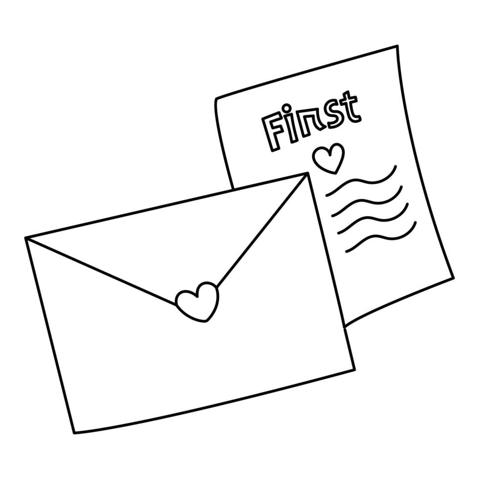 The continuous stroke of love letter single-line art mirrors the unbroken bond between two hearts, united through written words. vector