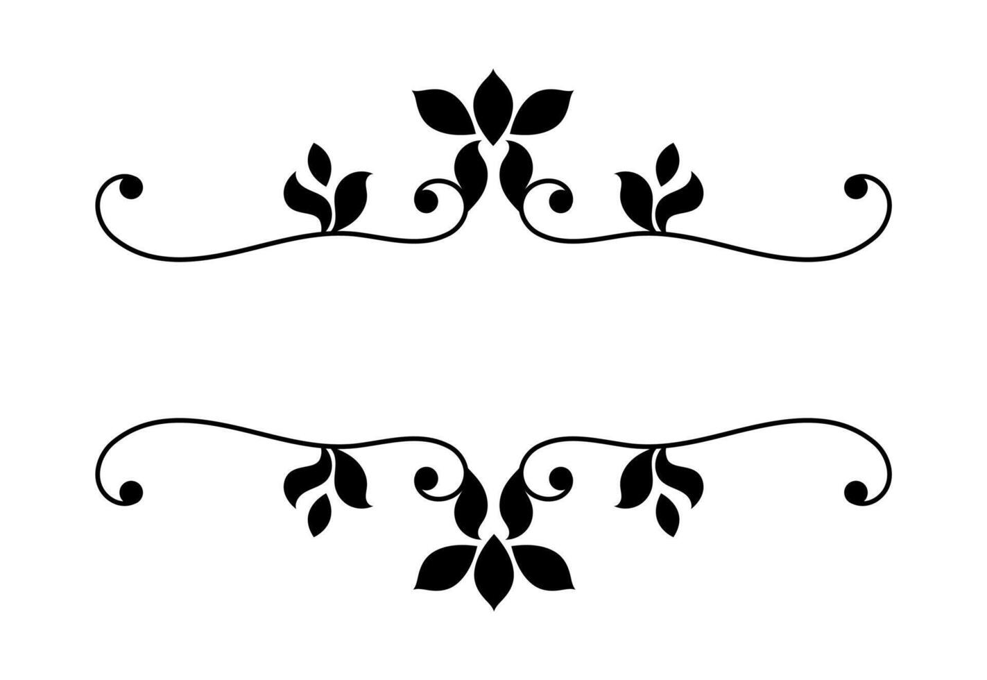 Frame, divider, border floral elements for design invitation on black colour vector