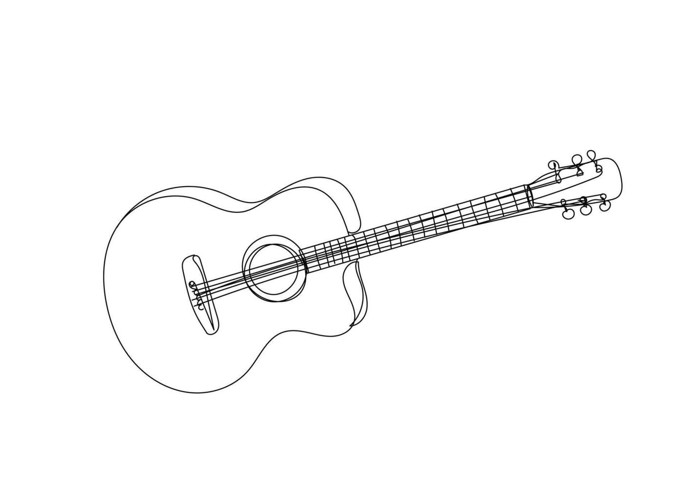 acoustic guitar , line drawing style, illustration vector