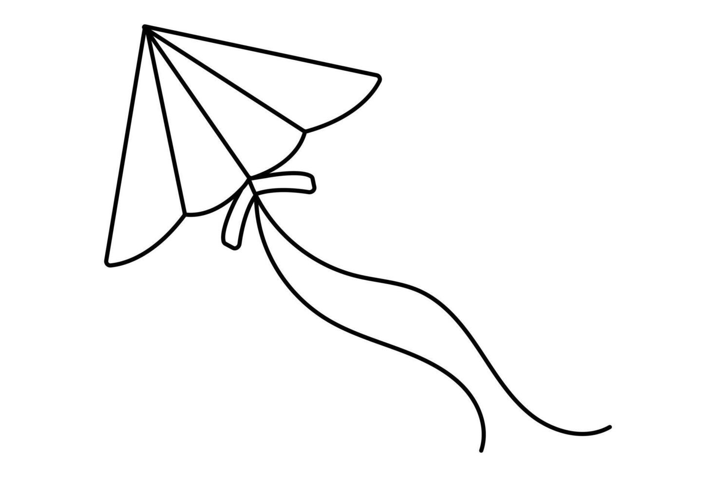 Kite continuous one line drawing with simple illustration vector