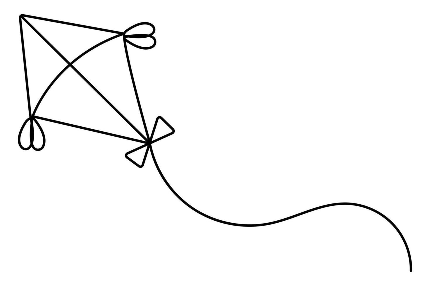 Kite continuous one line drawing of black and white background vector