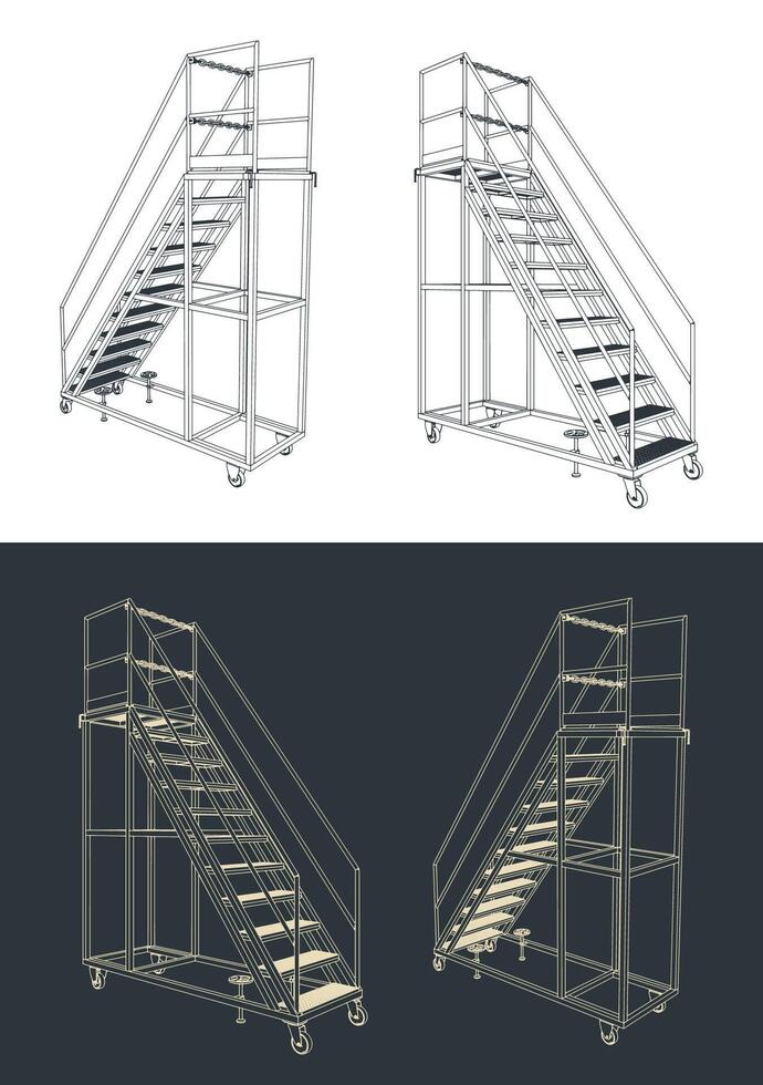 Mobile maintenance ladder vector