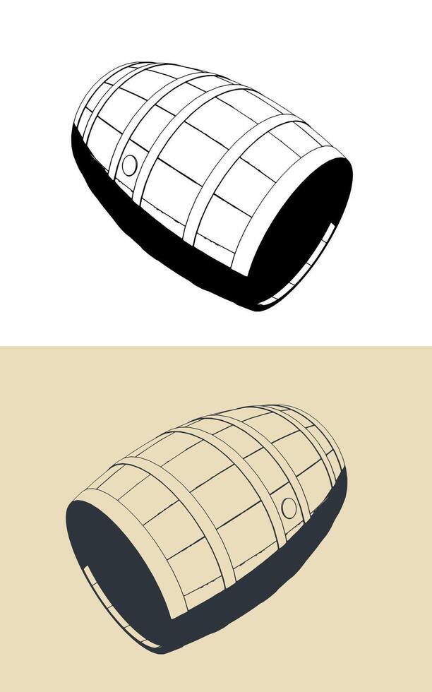 Wooden vintage barrel illustrations vector
