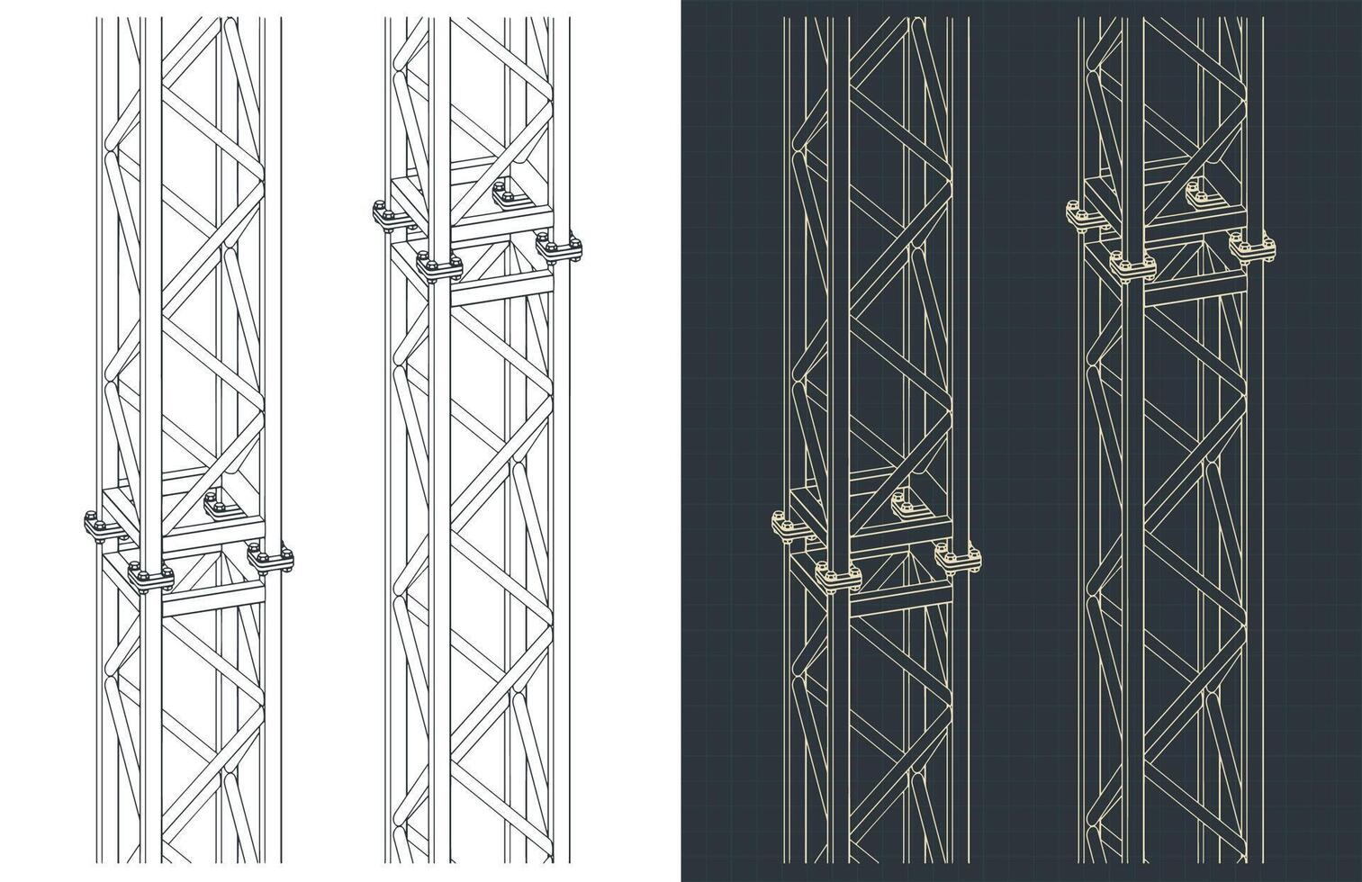 Removable modular metal truss blueprints vector
