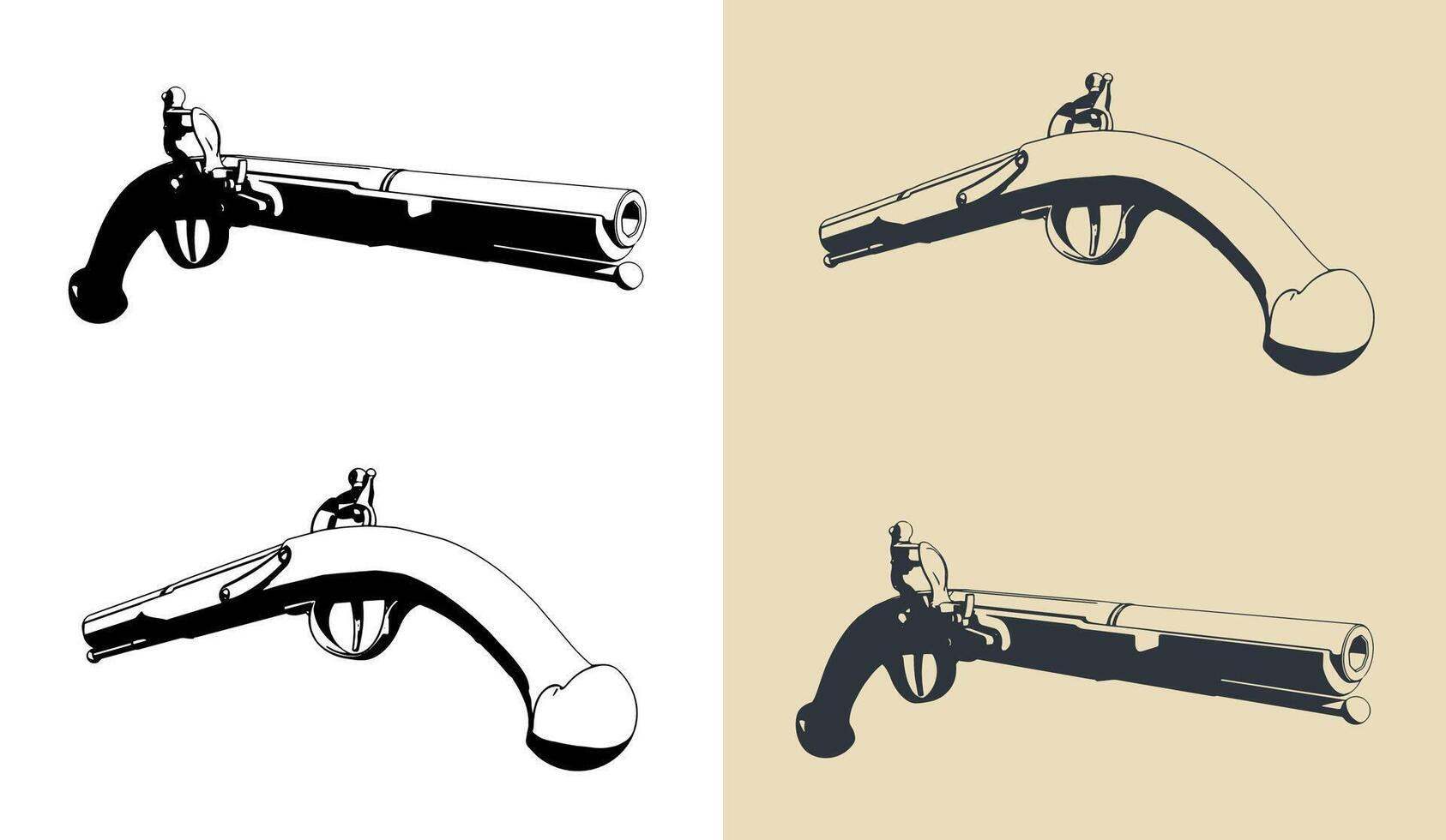 Antique pistol illustration vector