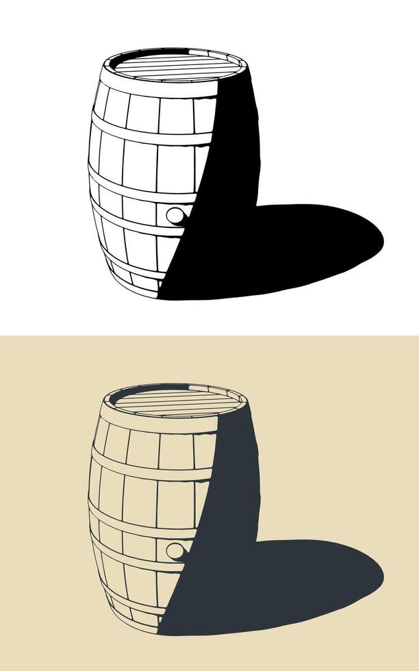 Wooden barrel illustrations vector
