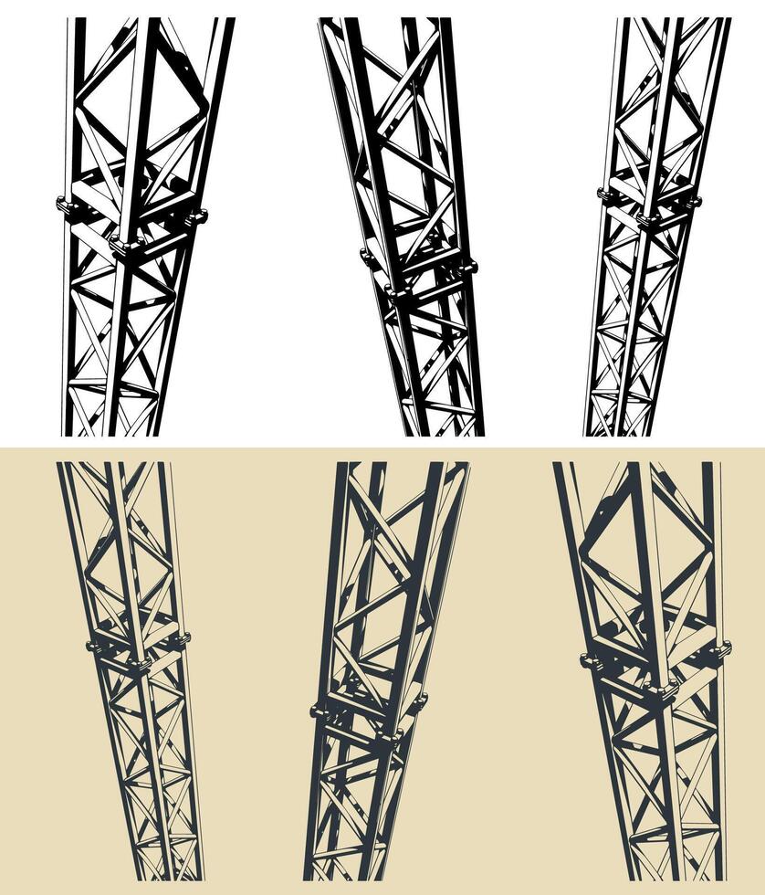 Modular metal truss close-up illustrations vector