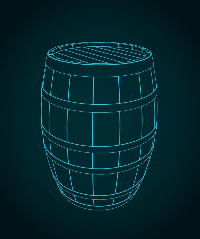 Wooden barrel sketch vector