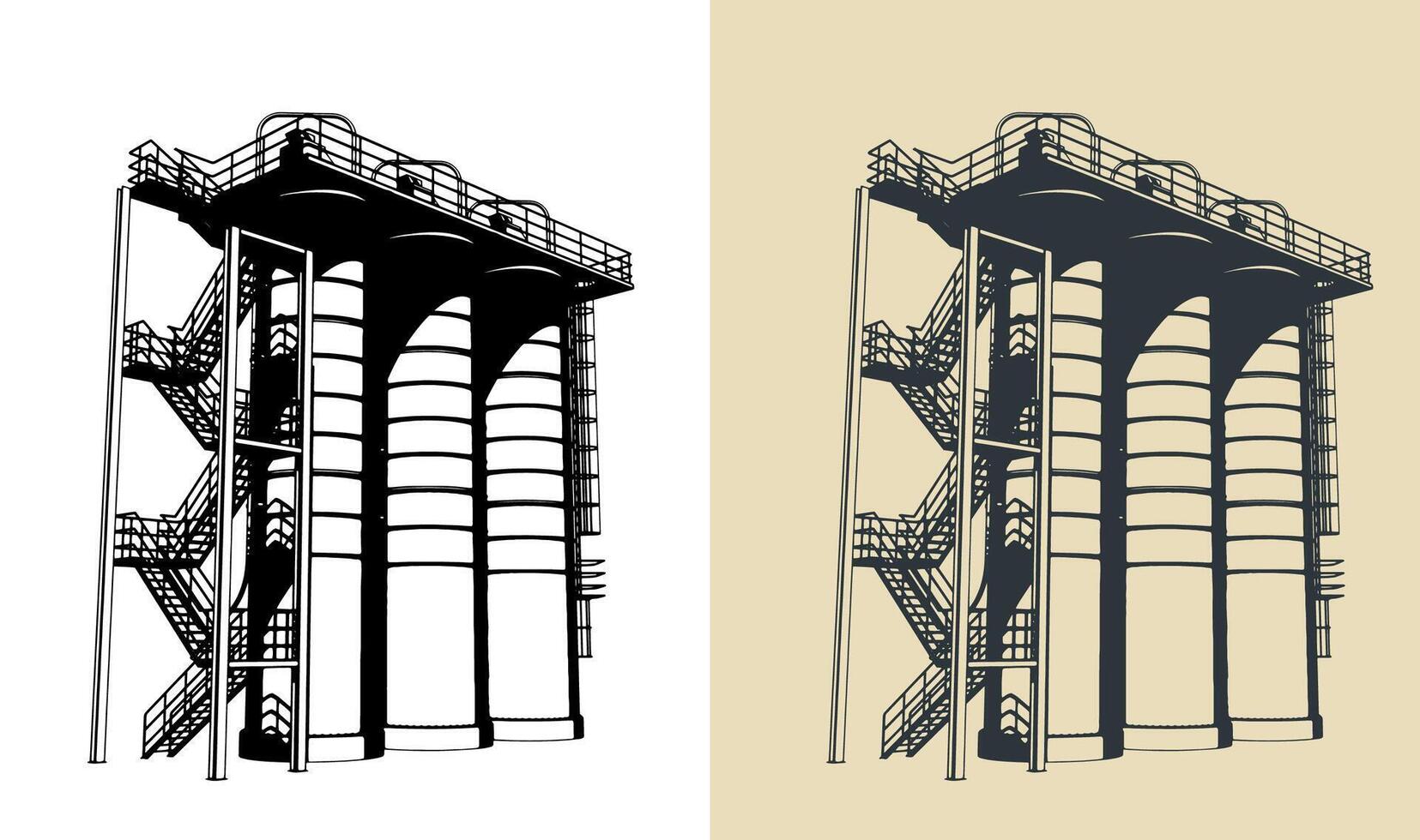 Silo storage system illustrations vector