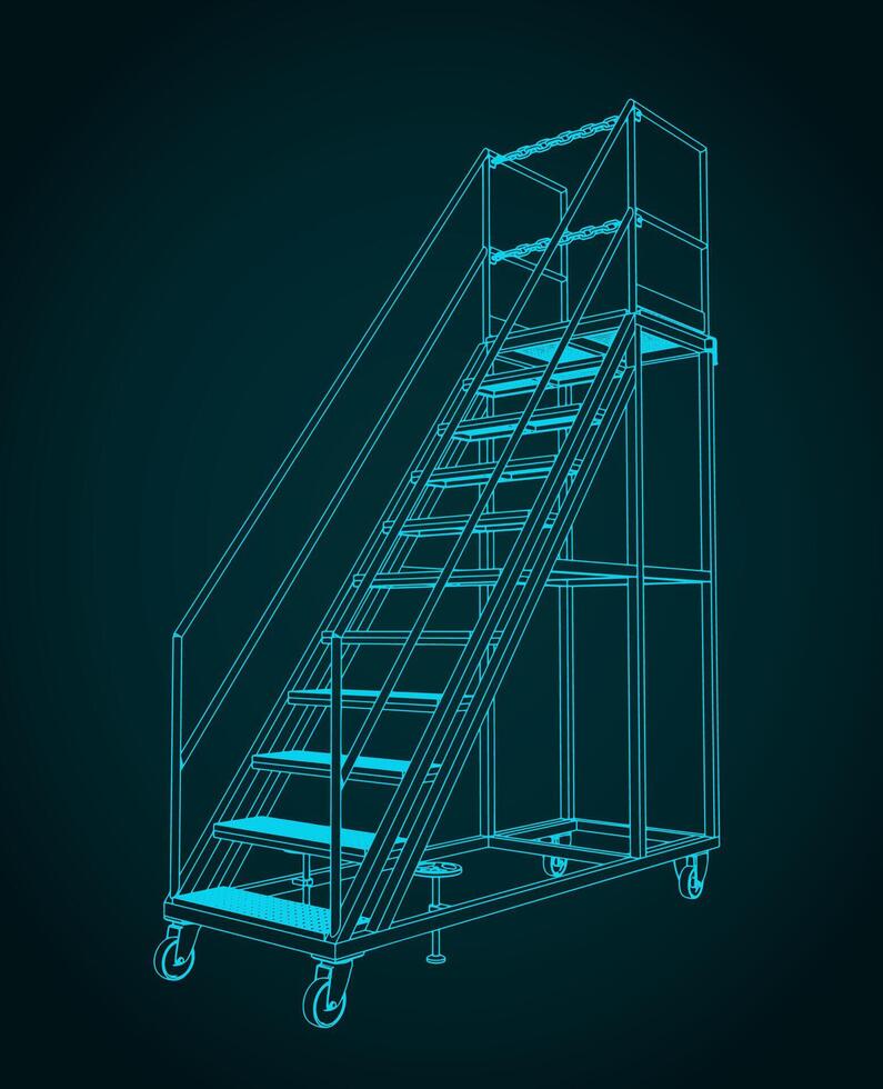 Mobile maintenance ladder illustration vector