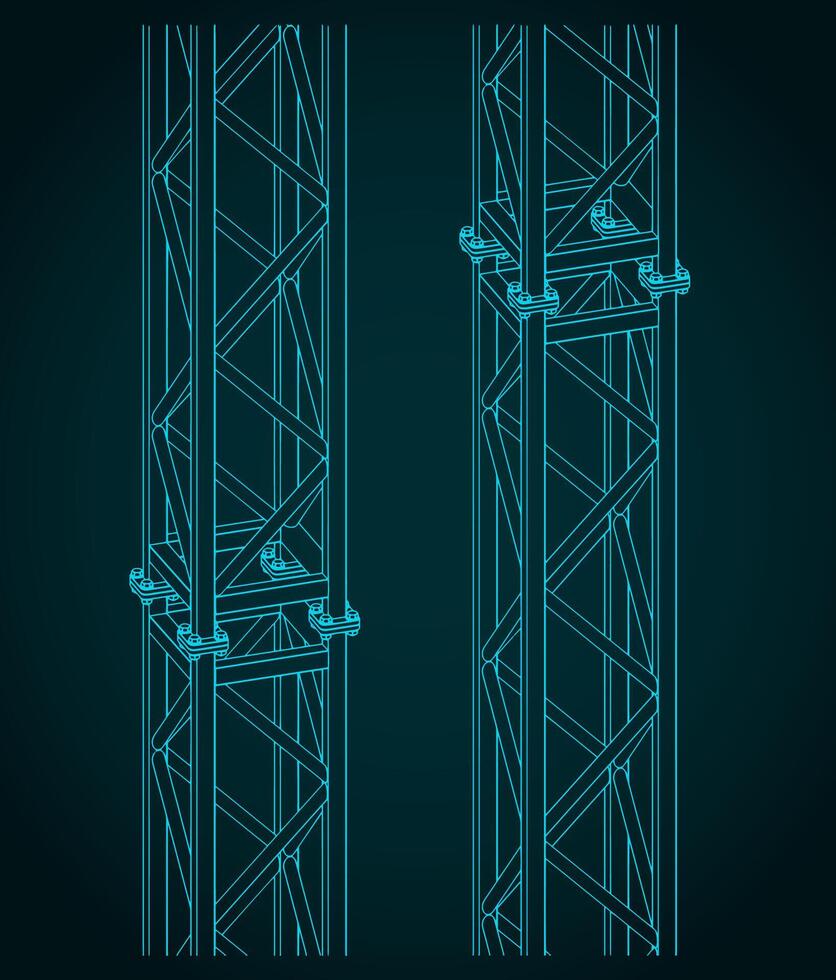 Modular metal truss blueprints vector