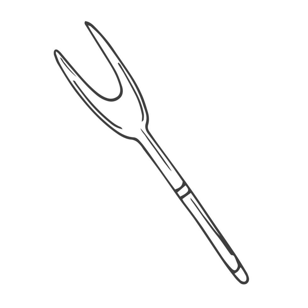 BBQ spatula doodle. Barbeque cutlery. illustration vector