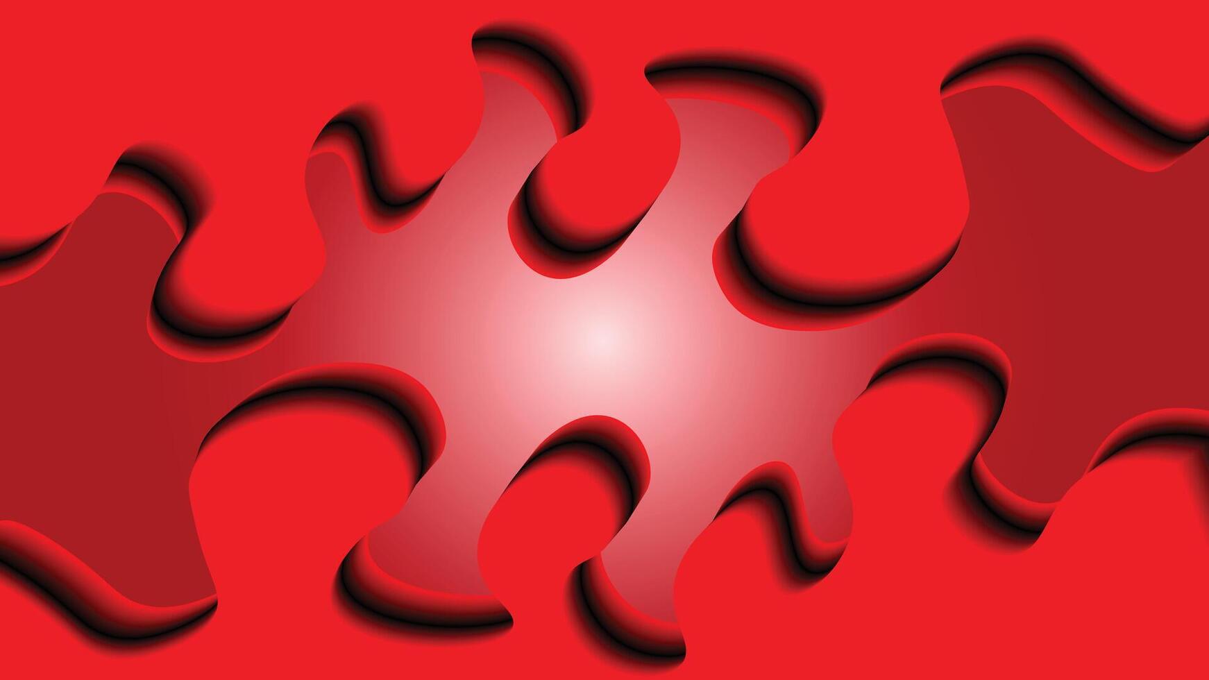 An abstract red artwork featuring a puzzle piece design with a vibrant gradient at the center. vector