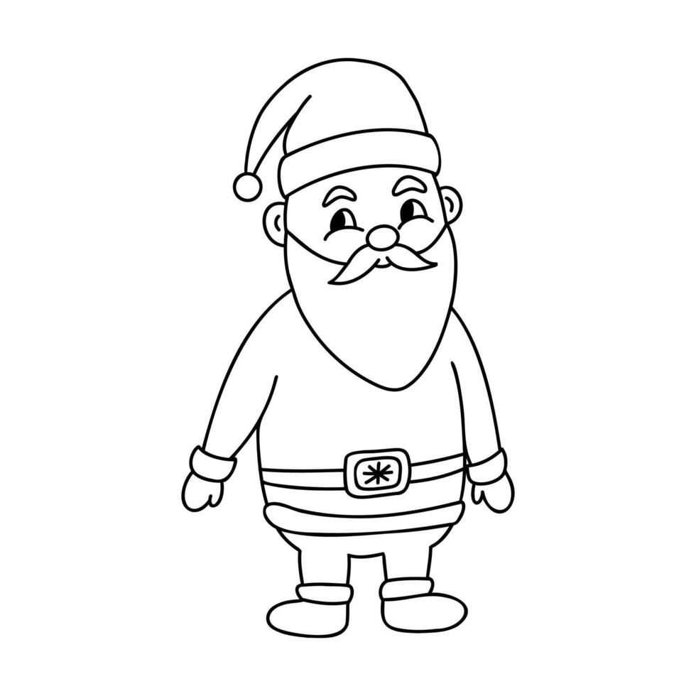 Cartoon Santa Claus. Funny character in a hat with a beard. Hand drawn illustration isolated on white background. vector