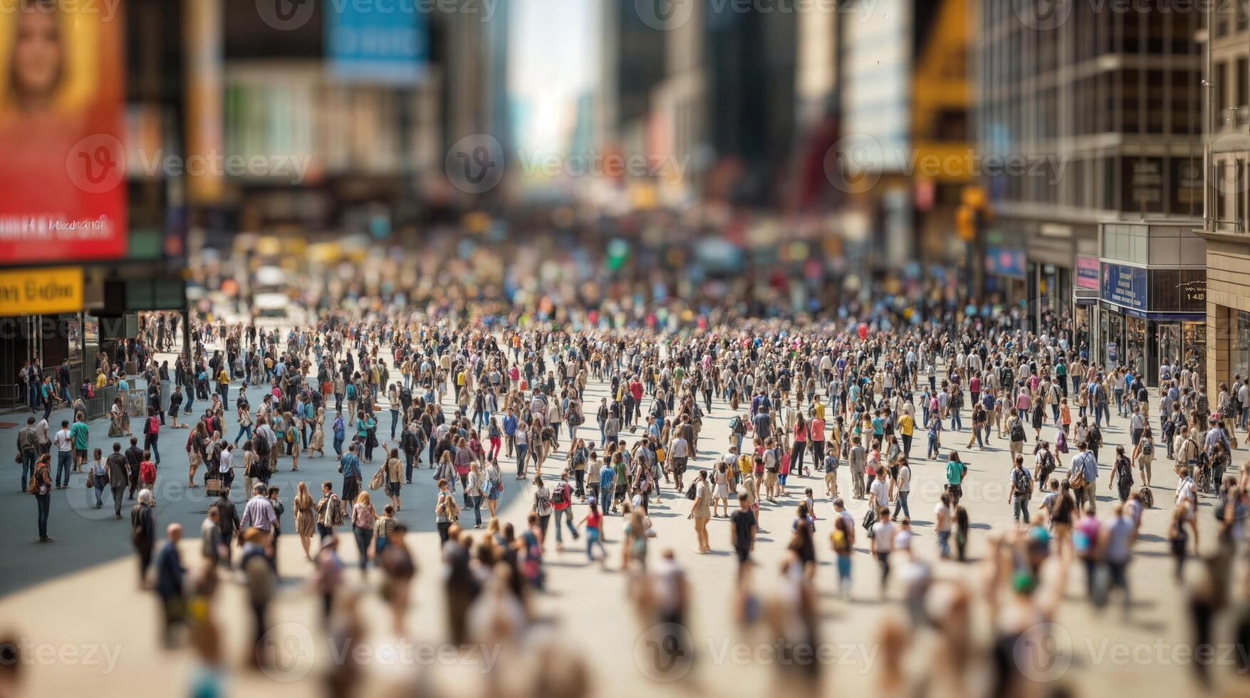 Crowd of people walking on times square, new york city photo