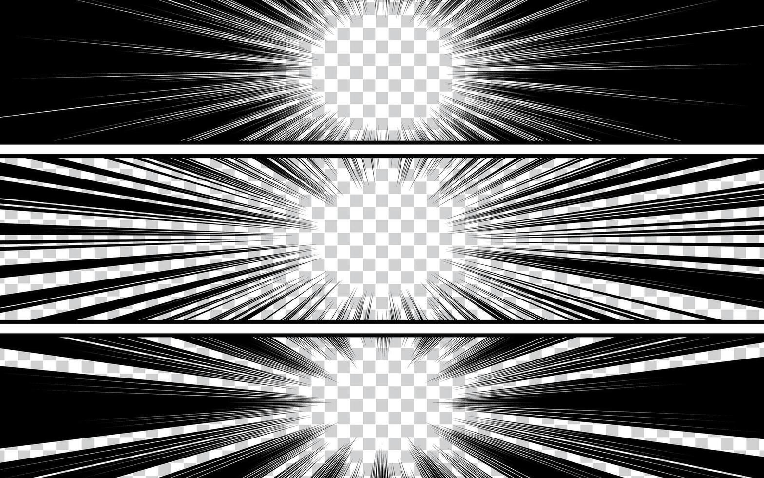 Frame comic book page template divided by lines with halftone radial rays. vector
