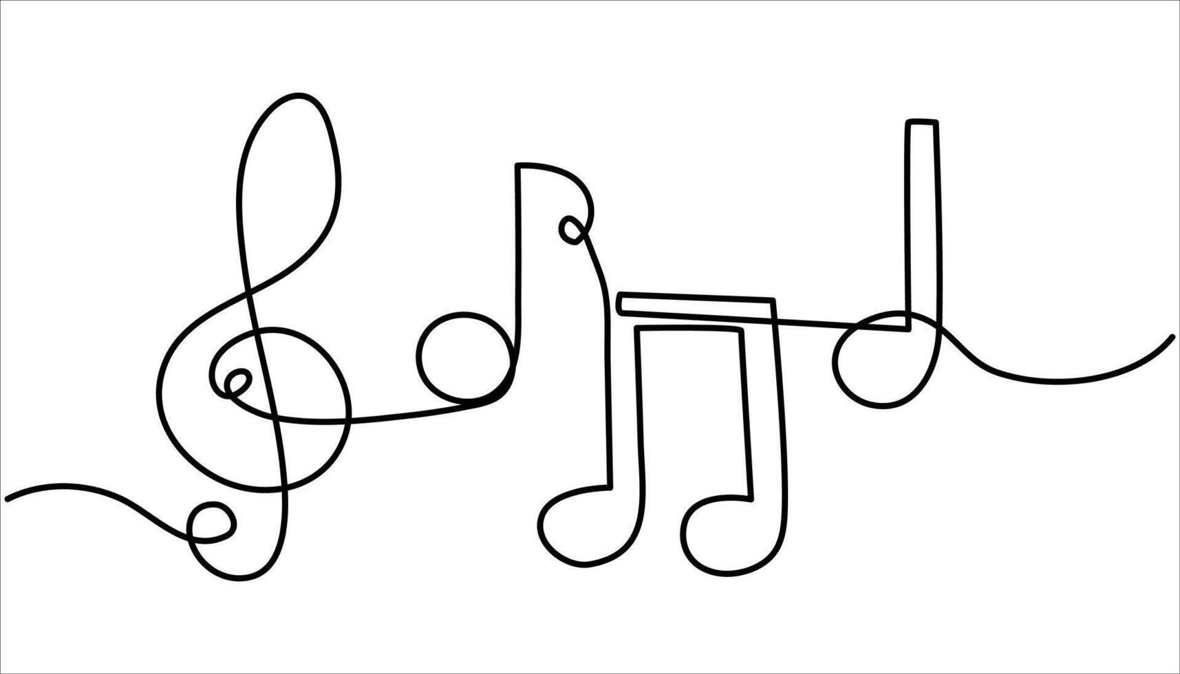 Musical note one line art drawing vector