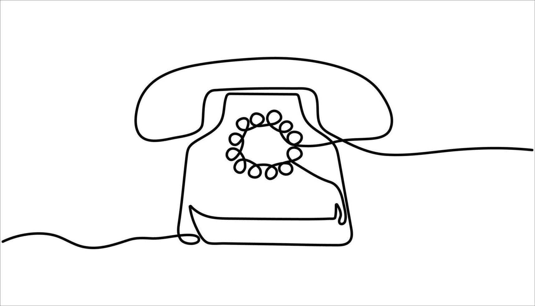 Old telephone continuous one line drawing. Retro phone illustration vector